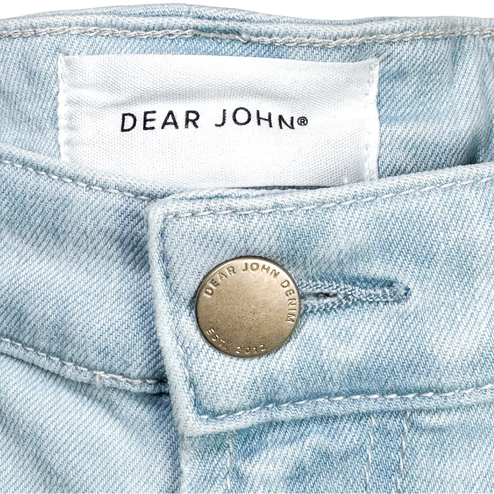 Dear John Blaire Straight Leg Jeans High Rise Light Wash 31x28 Ankle Raw Hem NWT - Picture 9 of 14